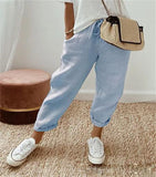 Fongt Women Cotton Trousers Pocket Tight Slacks Women's Pants