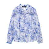 Spring Style Laminated Decorative Flower Printed Loose Blouse 2298069-Outfit