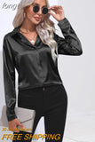 Women Shirt 2023 Satin Womens Tops Female Clothing Solid Long Sleeve Shirts and Blouse Basic Ladies Tops OL Women's