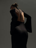 Fongt Sexy Bareback Dress Knitted Thin Autumn And Winter 2023 Holiday