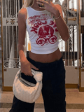 Eye Look Graphic Crop Tank Top-Outfit