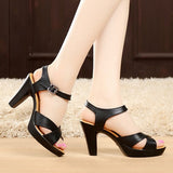 Fashion Genuine Leather Sandals 2021 New High Heel Summer Shoes Gladiator Open Toe Platform Sandals plus