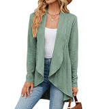 New Solid Color Long-Sleeved Cardigan Loose Jacket Knit Coat Female-Outfit