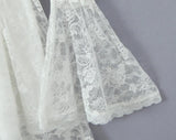 White Lace Long Sleeve Square Collar Mini Dress-Outfit