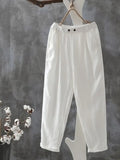 Linen Women's Pants High Waist Loose Harem Pants Casual Fashion Solid Ankle-Length Elastic Waist Women's Classic
