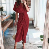Fongt Women's Autumn New Short Sleeve Temperament Commuter High Waist Print Long