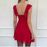Chiffon Tie-Up Strap Mini Dress-Outfit