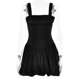 new summer dress Sexy temperament square neck strap stitching backless skirt club dress sleeveless vest Vestidos-Outfit
