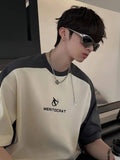 Fongt Short-Sleeved T-Shirt Men And Women Loose Casual Retro Shoulder Sleeve Ins Simple Thin Letter Versatile Top-Outfit