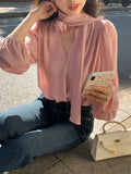 Fongt Xixi 2025 New Korean Version Of The Rose Vertede Temperament Long-Sleeved Shirt Women's Professional Top Tide 89227