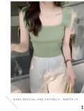 Fongt Ice Silk Lotus Leaf Side Small Flying Sleeve Sleeve Vest Design Small Sense Of Small Summer Outside Through The Knitted Sleeveless