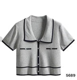 Silk Short-Sleeved T-Shirt Women's Summer 2025 New Design Sense Bm Short Polo Collar Knitting Top