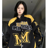 Bomber Woman Varsity Jacket American Racing Hip Hop Vintage Long Sleeve Baseball Jacket Female Coat Winter 2022
