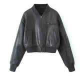 Fongt Women's Clothing Explosion Three-Color Retro Zipper Jacket