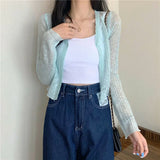 Fongt Knitted Cardigan Women's Summer Thin Air Conditioning Shirt Korean Version Of The Design Sense Of The Small Short Coat Top