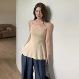 Bra Strap Tank Top Korean Summer Solid Color Slim Fit Fashion Style Versatile-Outfit