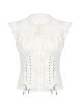 Strap Slim Short Sleeve Blouse-Outfit