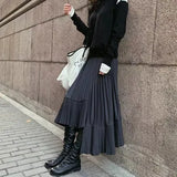 Fongt 100-Fold Skirt Women's Long-Term 2025 New Autumn Black Irregularly Swing Fish Tail Thin Half Skirt