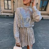 Fongt Evening Dress Gold Slimming Tie With Long Sleeves Of The Bare Back