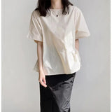 Fongt And South Korea 2024 Summer New Short-Sleeved Collar Loose T-Shirt Women's Solid Color Jacket Comfortable Simple