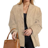 Fongt Autumn And Winter New Women's Wear Temperament Retro Brown Loose Pocket Long Sleeve Suit Jacket