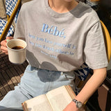 Fongt Korean Chic Summer New Embroidery Stereo Letter Casual Simple Age Reduction Round Collar Short Sleeve Versatile T-Shirt-Outfit