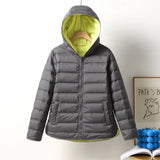 Autumn Winter New Down Jacket Female Short Money Thin Limo Casual Seamless Pressure Glue Collision Color White Duck Down Coat Tide-Outfit