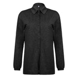 Fongt Personality Buckle POLO Collar Loose Lazy Simple Long Sleeves Jump Thin Shorts
