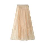 Fongt Industry Nail Pearl Dress Women's Half-Dress Dress 2025 Spring And Autumn Mid-Autumn Long Dress Net Yarn Dress 100Folded Dress 8581