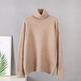Turtle Neck Basic Cashmere Sweater Women Elegant Thick Warm Female Knitted Pullovers Loose Casual Knitwear