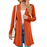 Autumn And Winter New Solid Color Collar Button Long Sleeve Cardigan Loose Knit Coat Female-Outfit