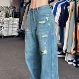 Vintage Washed Ripped Boyfriend Jeans-Outfit