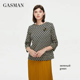 Women's Blouses 2022 short Top Female spot 3/4 sleeve Elegant blouse high quality with Bee Spring Autumn
