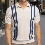 Fongt Men's Wear Summer Striped Short-Sleeved Knit