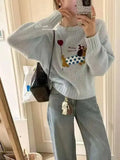 Dog Embroidery Knitted Sweater Pullover-Outfit