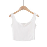 New Summer Small V-Collar Breathable Comfortable Sports Vest Women's Solid Color Slim Short Sleeveless Blouse-Outfit