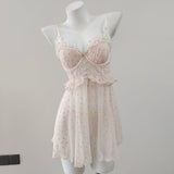 Fongt Heavy Industry Love Net Yarn Pure Sexy Pyjamas Summer Gentle Wind Thin Chest Sling Pajamas Set