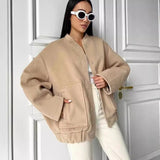 Fongt Years Of Autumn And Winter New Loose Leisure Collar Big Pocket Solid Women's Coat