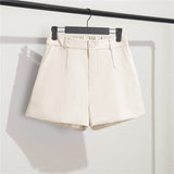 Fongt Photo Suit Shorts Female 2024 Summer New High Waist Loose Blue Five Split Pants Straight Tube Hong Kong Flavor Casual Pants-Outfit