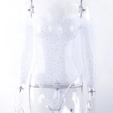 Fishing Net Mesh Full Sleeve Backless Slim Club Party