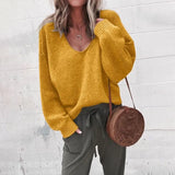 Knitted Sweater Women Streetwear V Neck Long Sleeve Pullovers Loose Solid Coat 2019 Autumn Winter Fashion Women's
