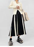 Black Patchwork Long Skirt-Outfit