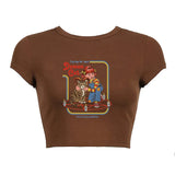 Round Neck Short Print Shirt-Outfit