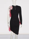Fashion Dress Dress Women 2025 Spring New Round Neck Mesh Stitching Design Single-Sleeve High-End Short