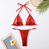 Fongt 2024 New Sexy Bikini Ladies Split Band With Bright Face Solid Color