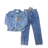 Devil Island Denim Suit High Street Western Denim Jacket Baggy Jeans Trend Card-Outfit