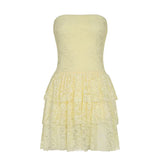 Fongt Romantic Sexy Lace Shoulder Corset Dress Niche Design Thin Cash Short Cake Skirt