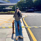 Fongt Plus Plus Thickened Narrow Version Of Straight Jeans Women 2025 Autumn And Winter High Waist Thin Loose Long Pants