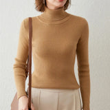 Turtleneck Slim Sweater Women Pullovers 2021 Autumn Thick Long Sleeve Basic All-match Tops Ladies Fashion Office