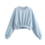 New Basic Short Style Sweater 8417803 Elastic Waist Jogging Trousers Set-Outfit